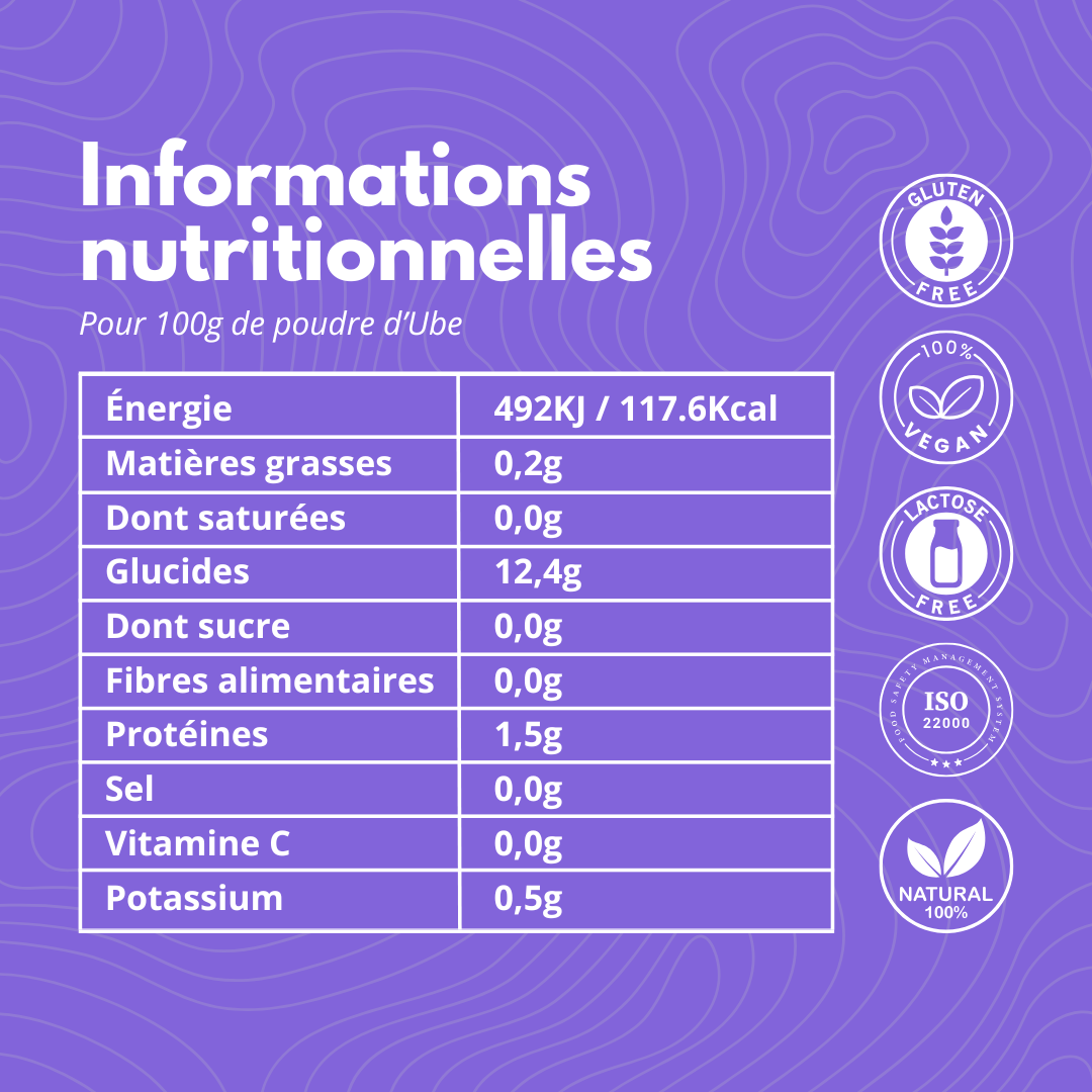 Poudre d’Ube Premium 100% Naturelle - 100g - Pur Dioscorea alata